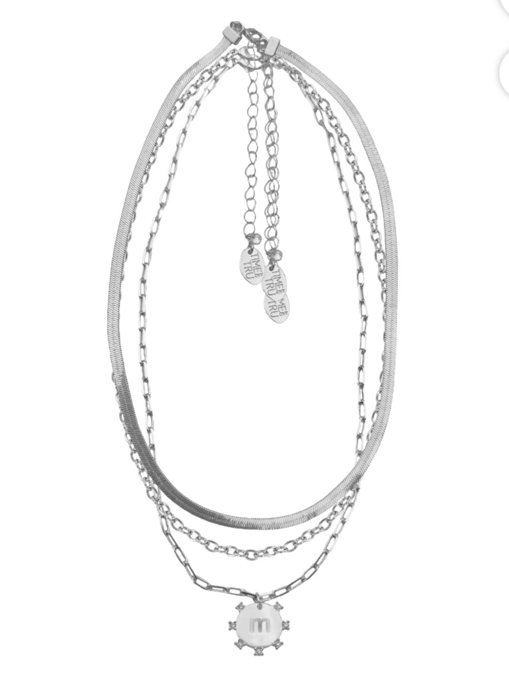 Layered Silver Initial Pendant Necklace